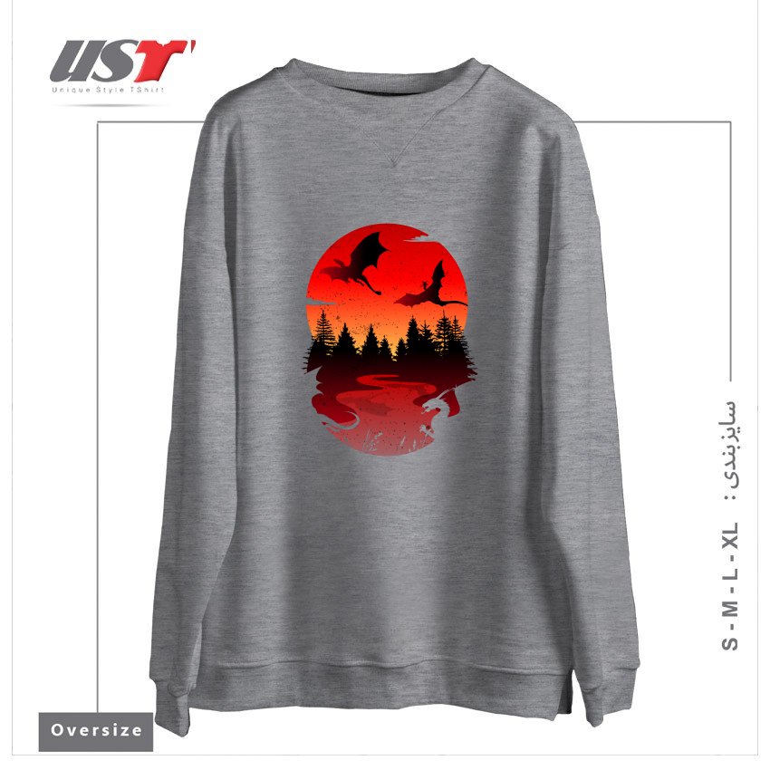 سوییشرت اورسایز طرح BETWEEN NIGHT AND DAY