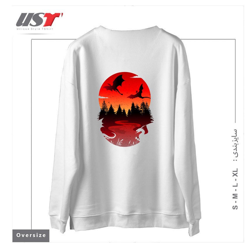 طرح BETWEEN NIGHT AND DAY سوییشرت اورسایزرنگ سفید