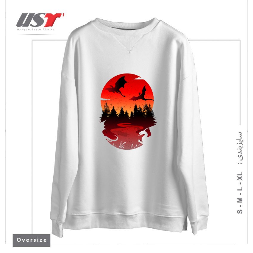 سوییشرت اورسایز طرح BETWEEN NIGHT AND DAY