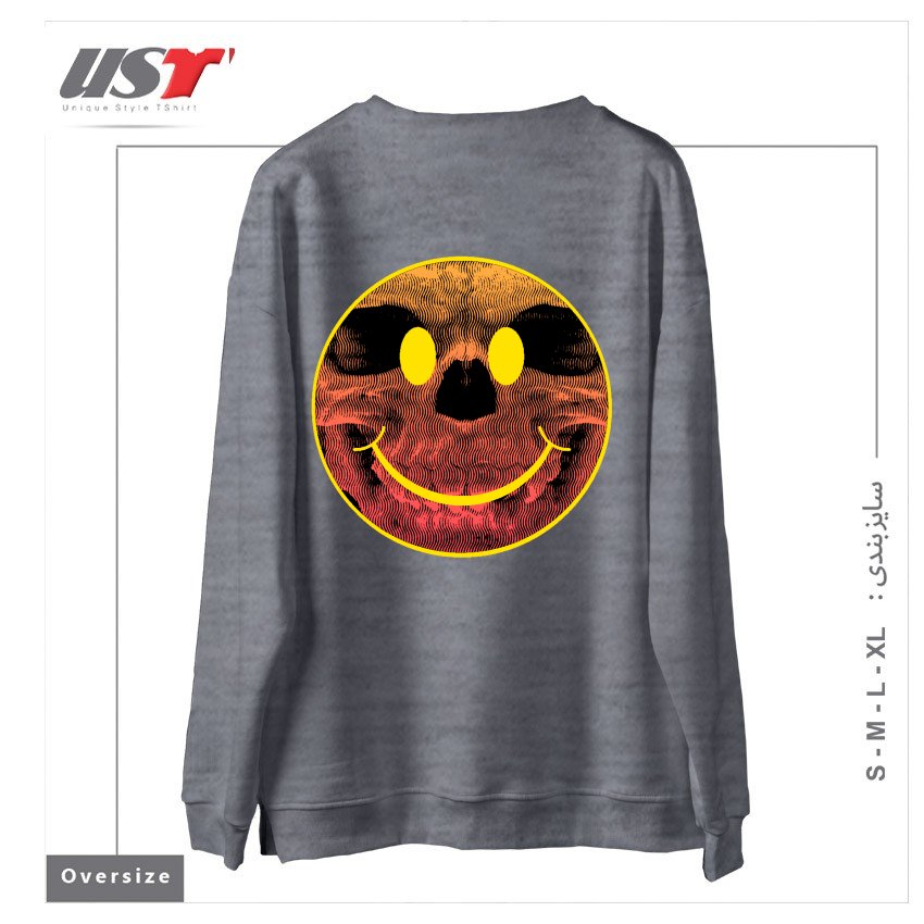 طرح BIG SMILE FOR YOU سوییشرت اورسایزرنگ طوسی ملانژ