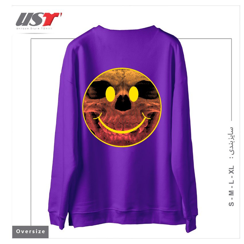طرح BIG SMILE FOR YOU سوییشرت اورسایزرنگ بنفش