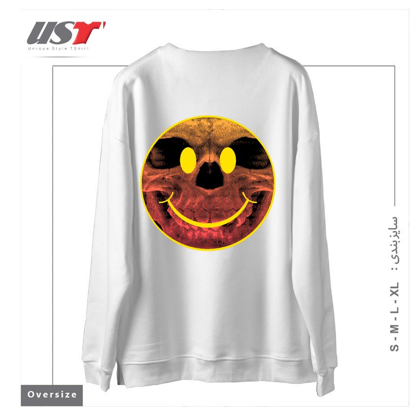 طرح BIG SMILE FOR YOU سوییشرت اورسایزرنگ سفید