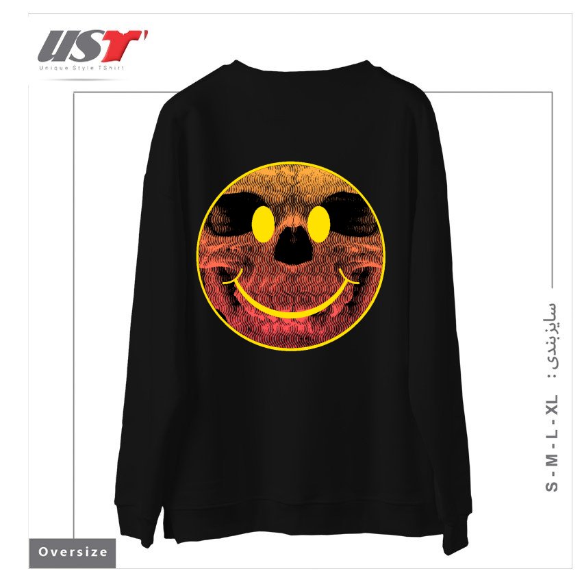 طرح BIG SMILE FOR YOU سوییشرت اورسایزرنگ مشکی