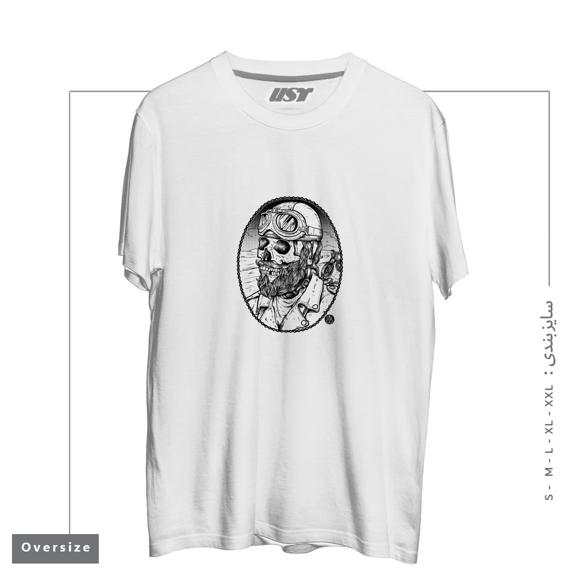 طرح BIKER3 تیشرت اورسایزرنگ سفید