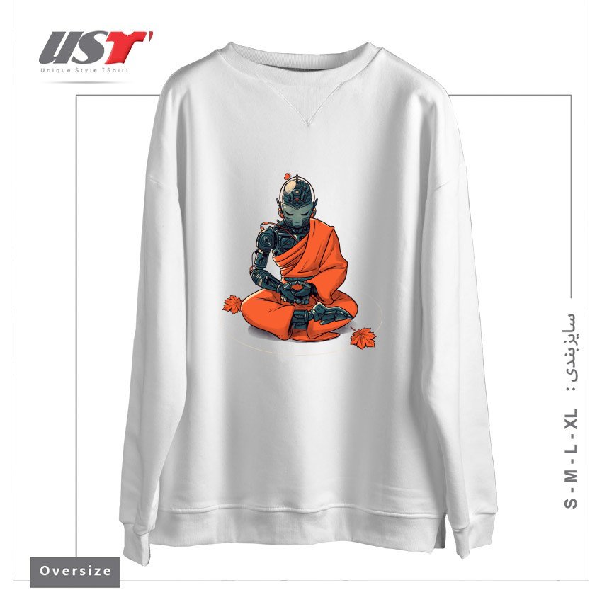 سوییشرت اورسایز طرح MEDITATION ROBOT MONK