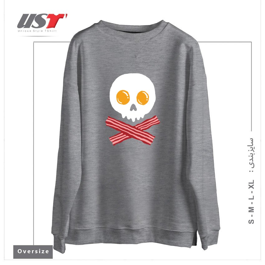 سوییشرت اورسایز طرح BREAKFAST SKULL22232