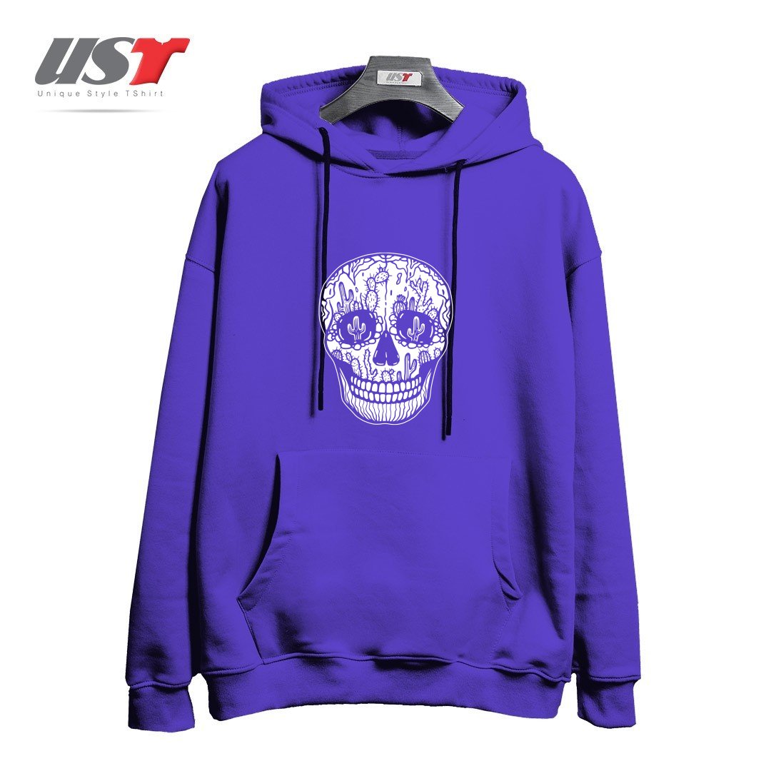 هودی اورسایز طرح CACTI SKULL (WHITE)