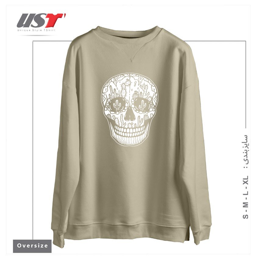 سوییشرت اورسایز طرح CACTI SKULL (WHITE)