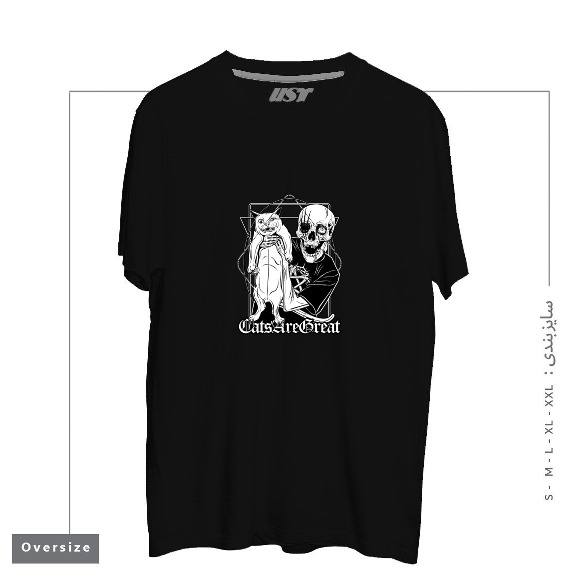 طرح CATS ARE GREAT تیشرت اورسایزرنگ مشکی