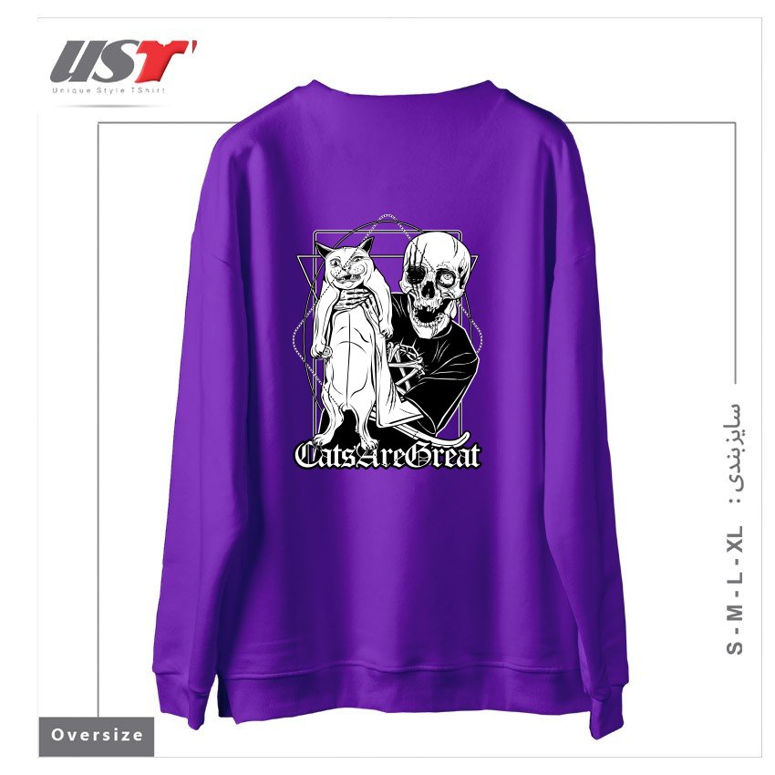 طرح CATS ARE GREAT سوییشرت اورسایزرنگ بنفش