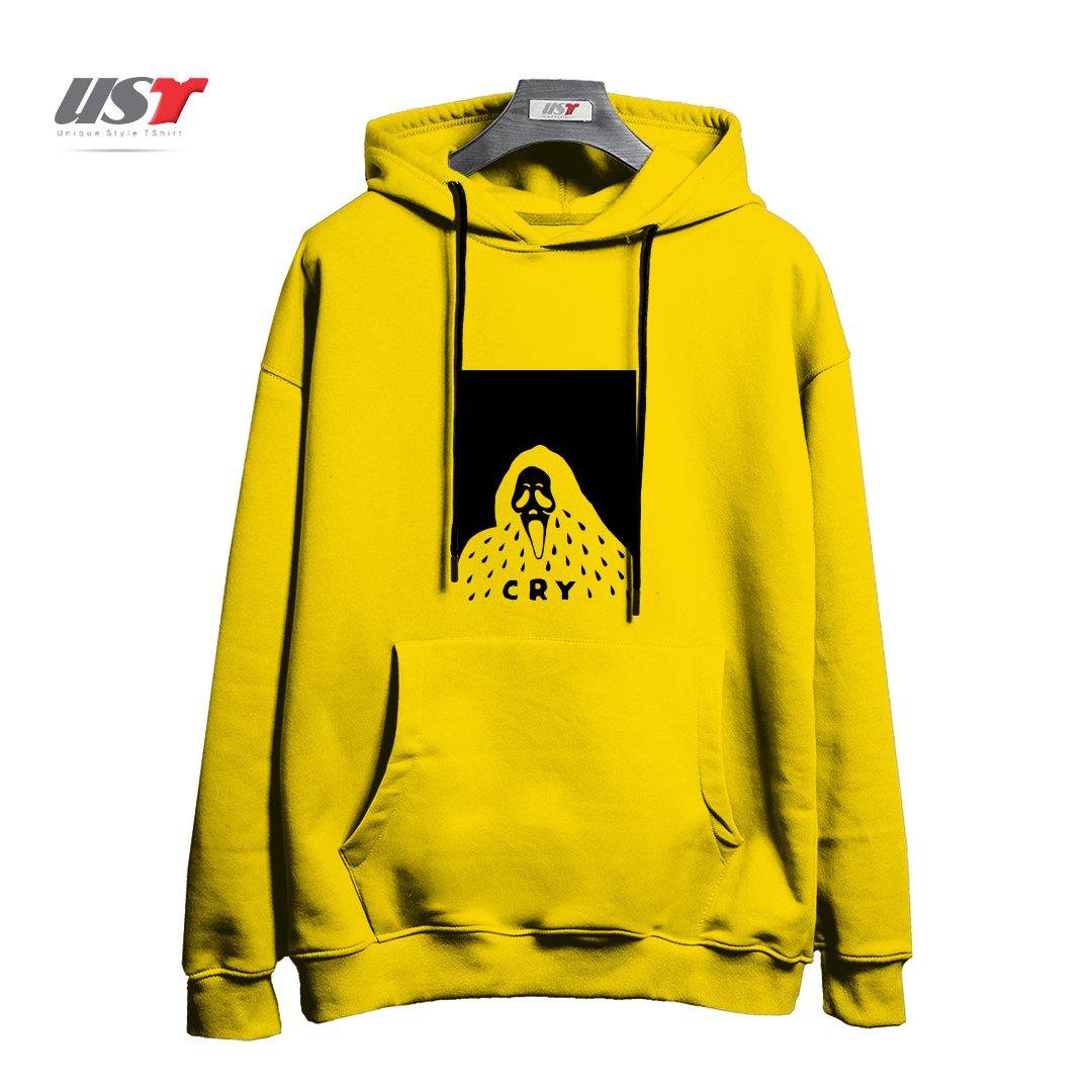 طرح CRY هودی اورسایزرنگ زرد