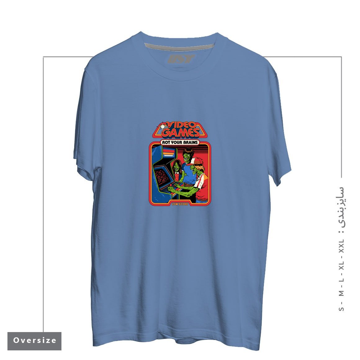 طرح VIDEO GAMES ROT YOUR BRAINS تیشرت اورسایزرنگ آبی نفتی