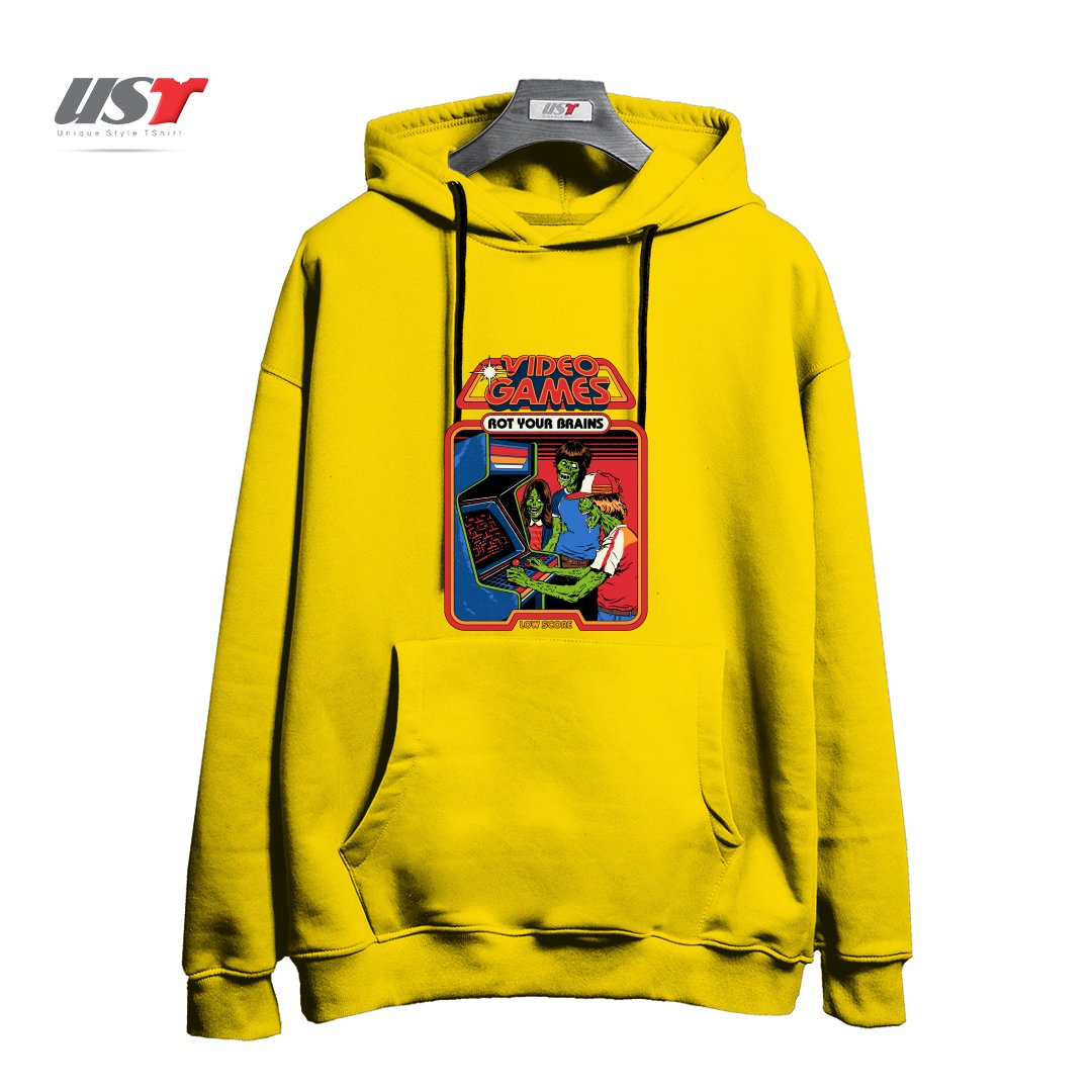 هودی اورسایز طرح VIDEO GAMES ROT YOUR BRAINS