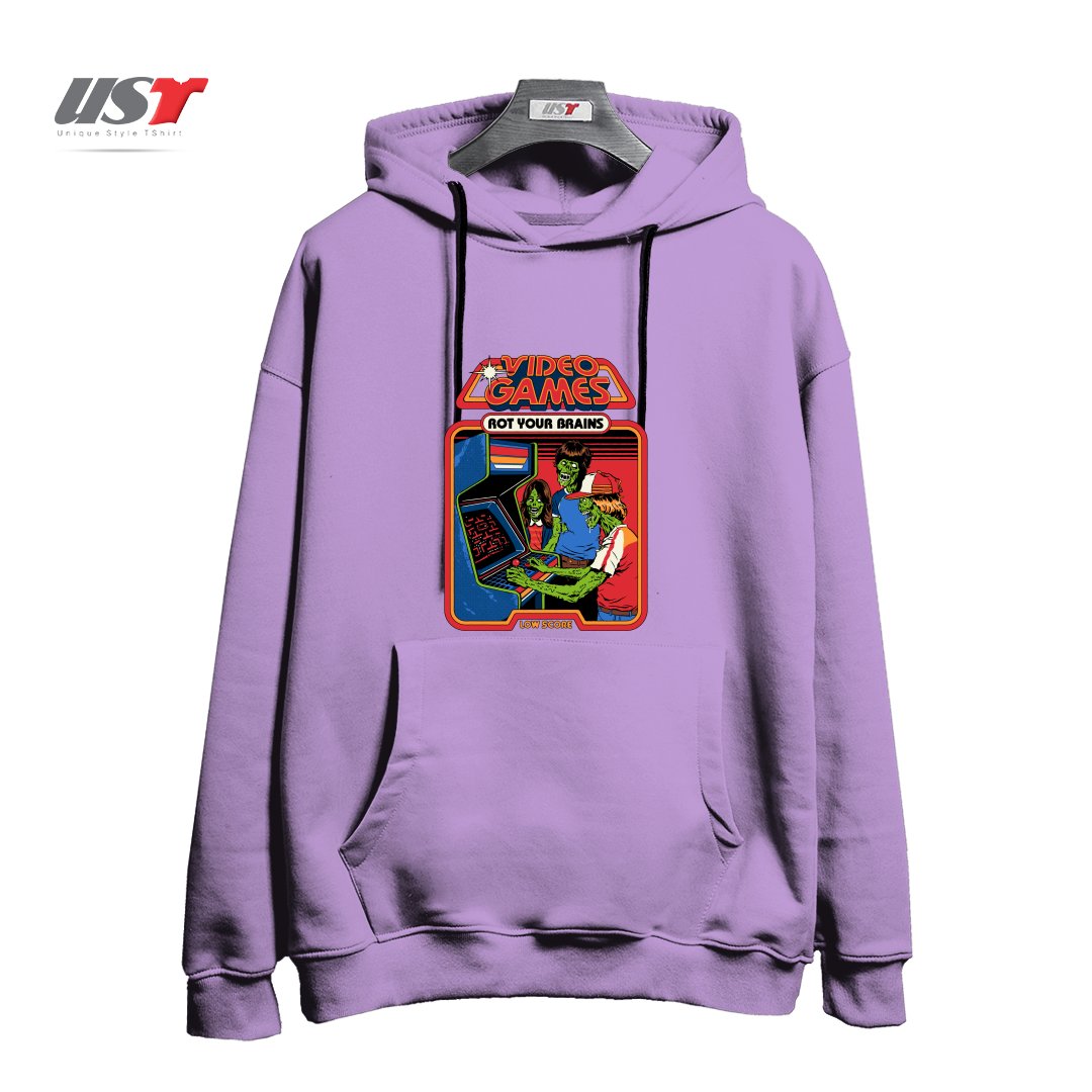 هودی اورسایز طرح VIDEO GAMES ROT YOUR BRAINS