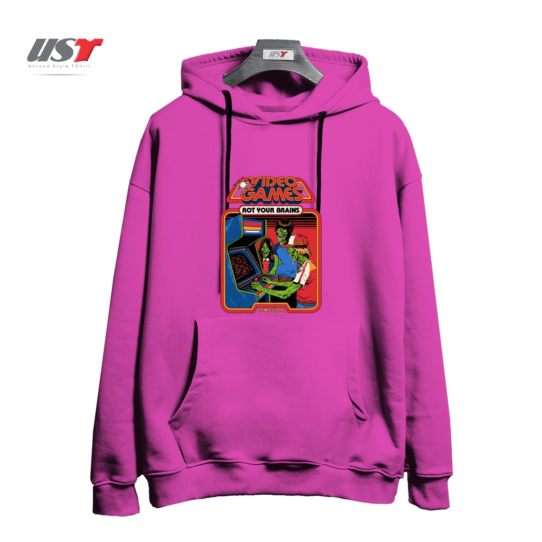 هودی اورسایز طرح VIDEO GAMES ROT YOUR BRAINS