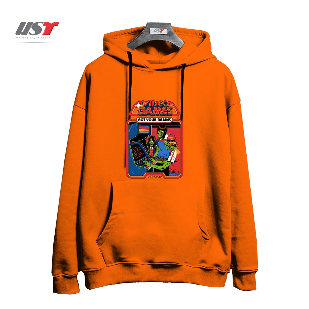 هودی اورسایز طرح VIDEO GAMES ROT YOUR BRAINS