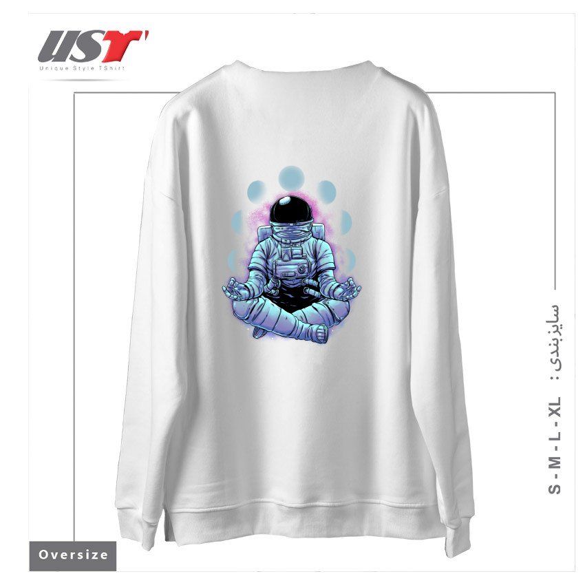 طرح MEDITATION سوییشرت اورسایزرنگ سفید