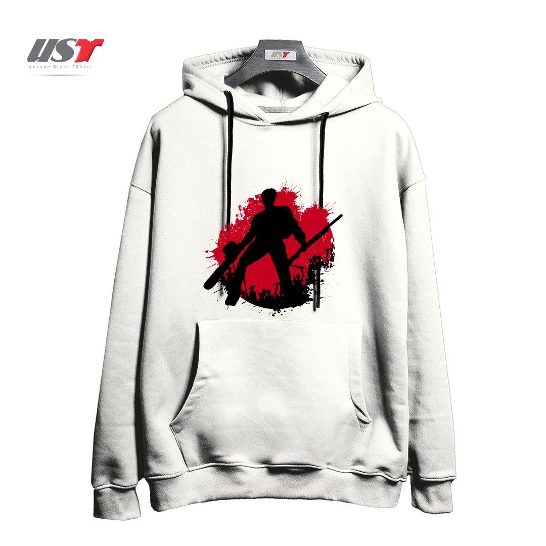 طرح DARK ARMY هودی اورسایزرنگ سفید