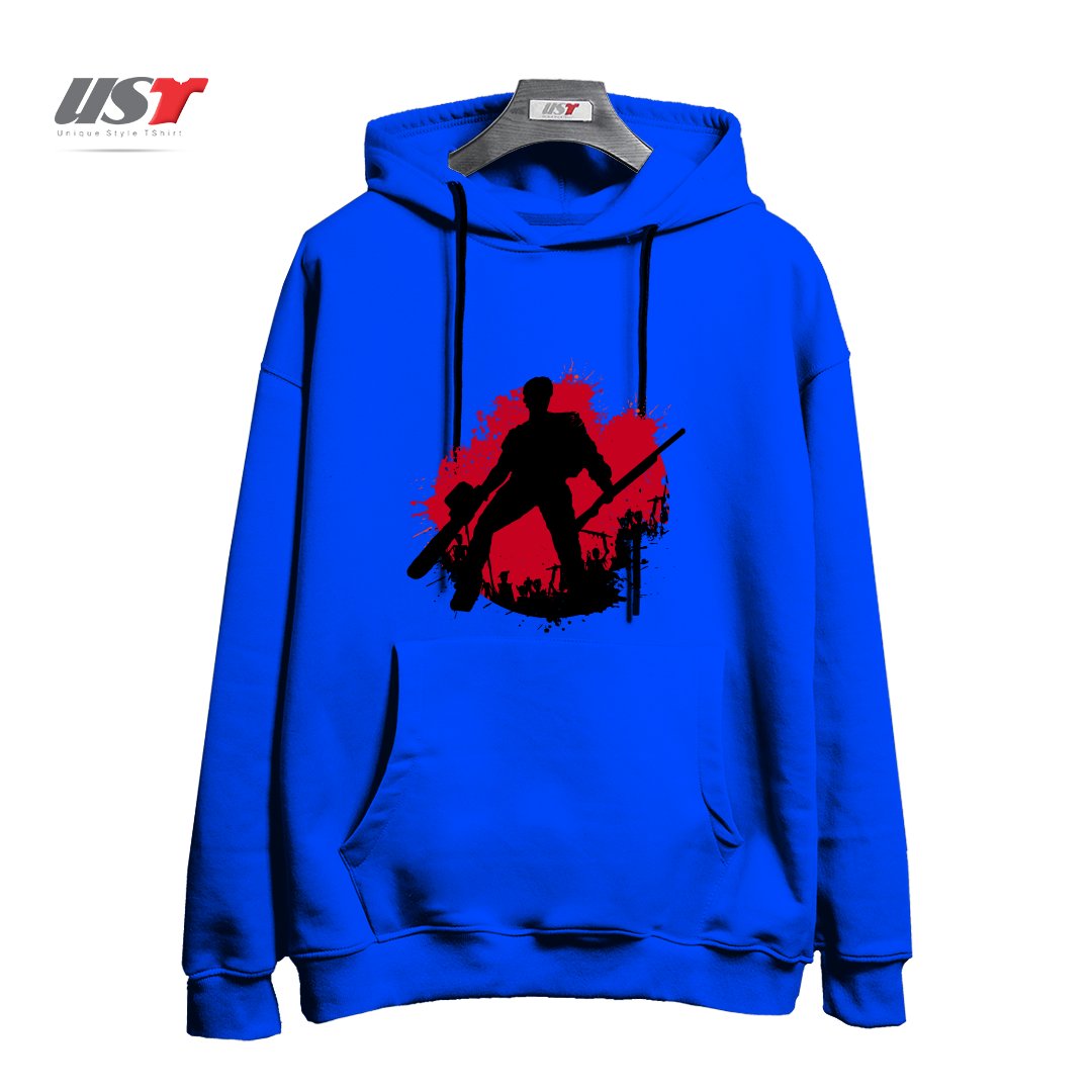 طرح DARK ARMY هودی اورسایزرنگ آبی شالی