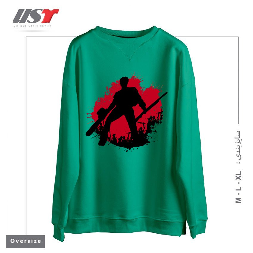 طرح DARK ARMY سوییشرت اورسایزرنگ سبز سدری