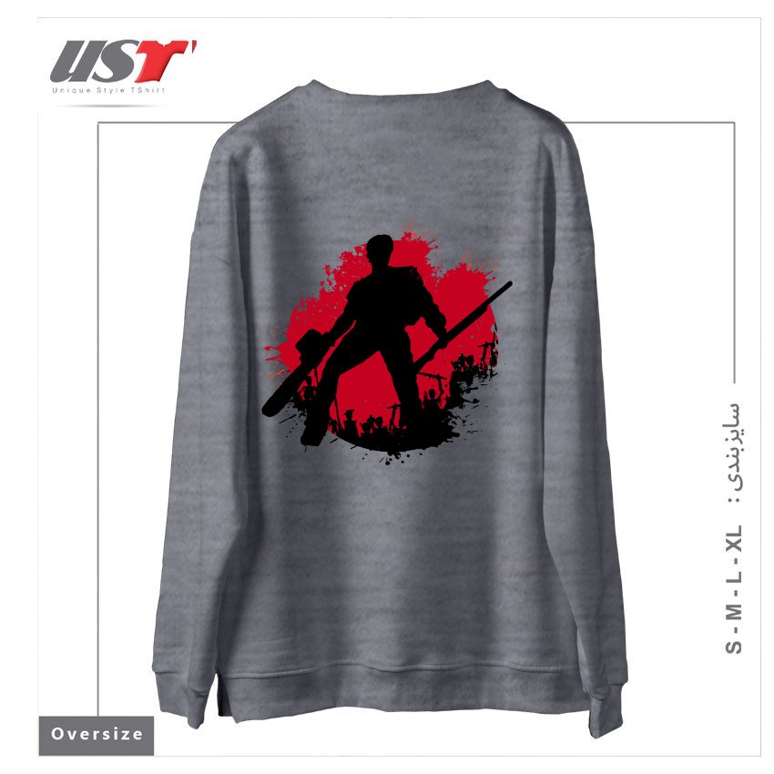 طرح DARK ARMY سوییشرت اورسایزرنگ طوسی ملانژ