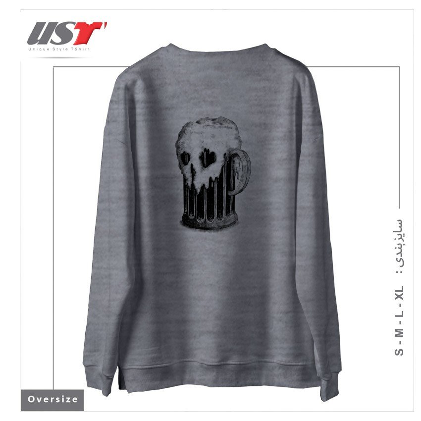 طرح DARK LAGER سوییشرت اورسایزرنگ طوسی ملانژ