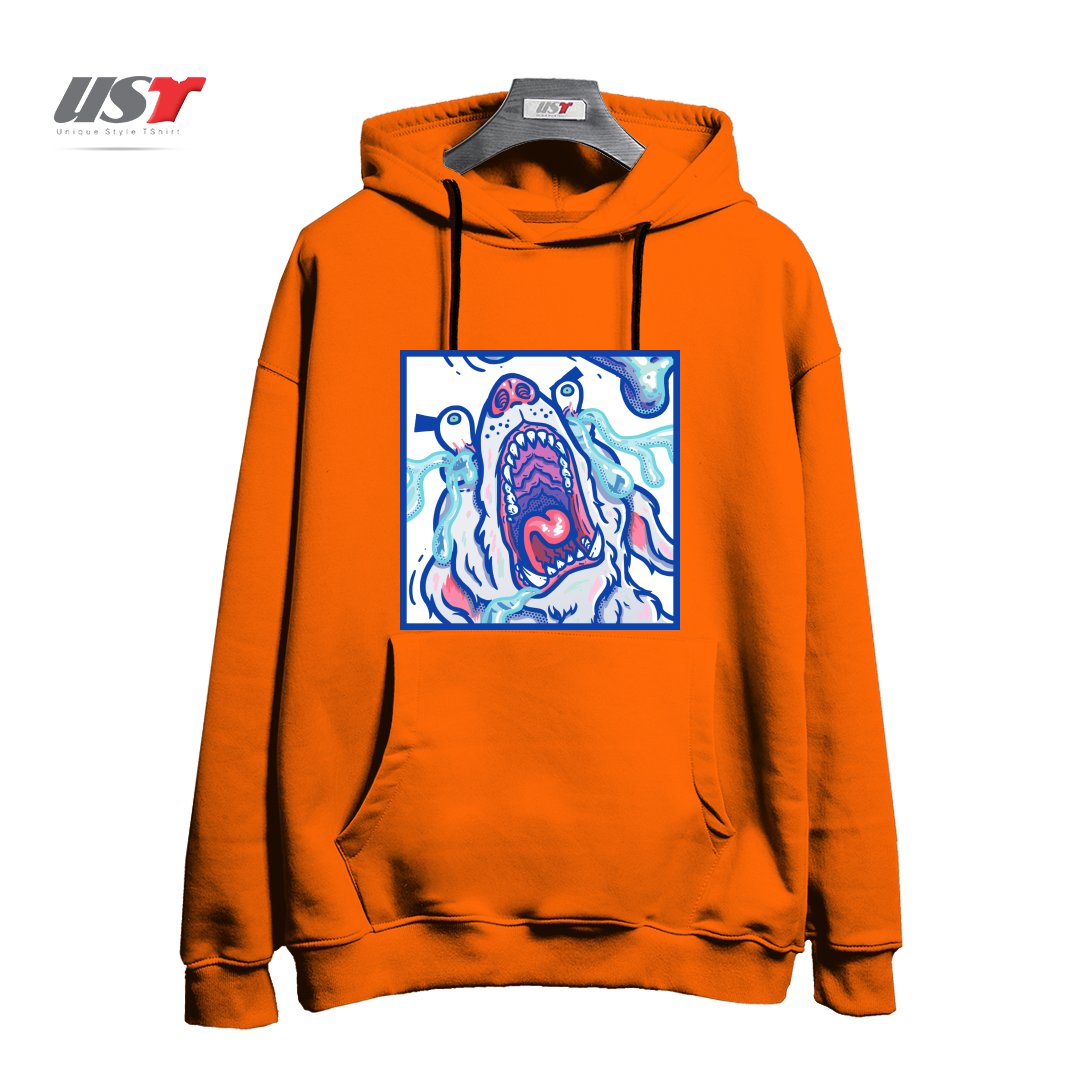 طرح DOGGY CUBE هودی اورسایزرنگ نارنجی