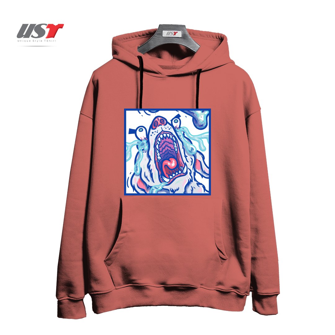 طرح DOGGY CUBE هودی اورسایزرنگ آجری