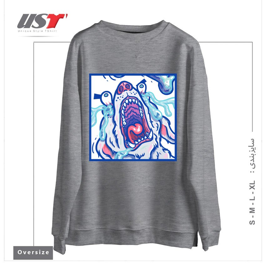 سوییشرت اورسایز طرح DOGGY CUBE