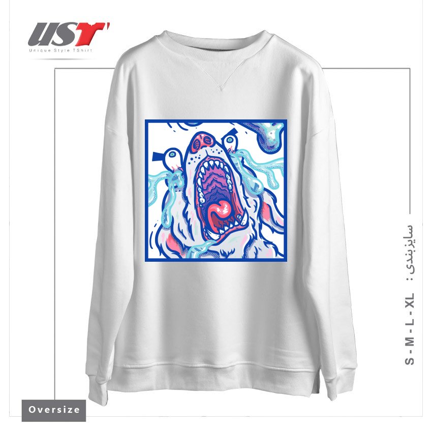 سوییشرت اورسایز طرح DOGGY CUBE