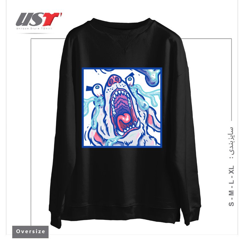 سوییشرت اورسایز طرح DOGGY CUBE