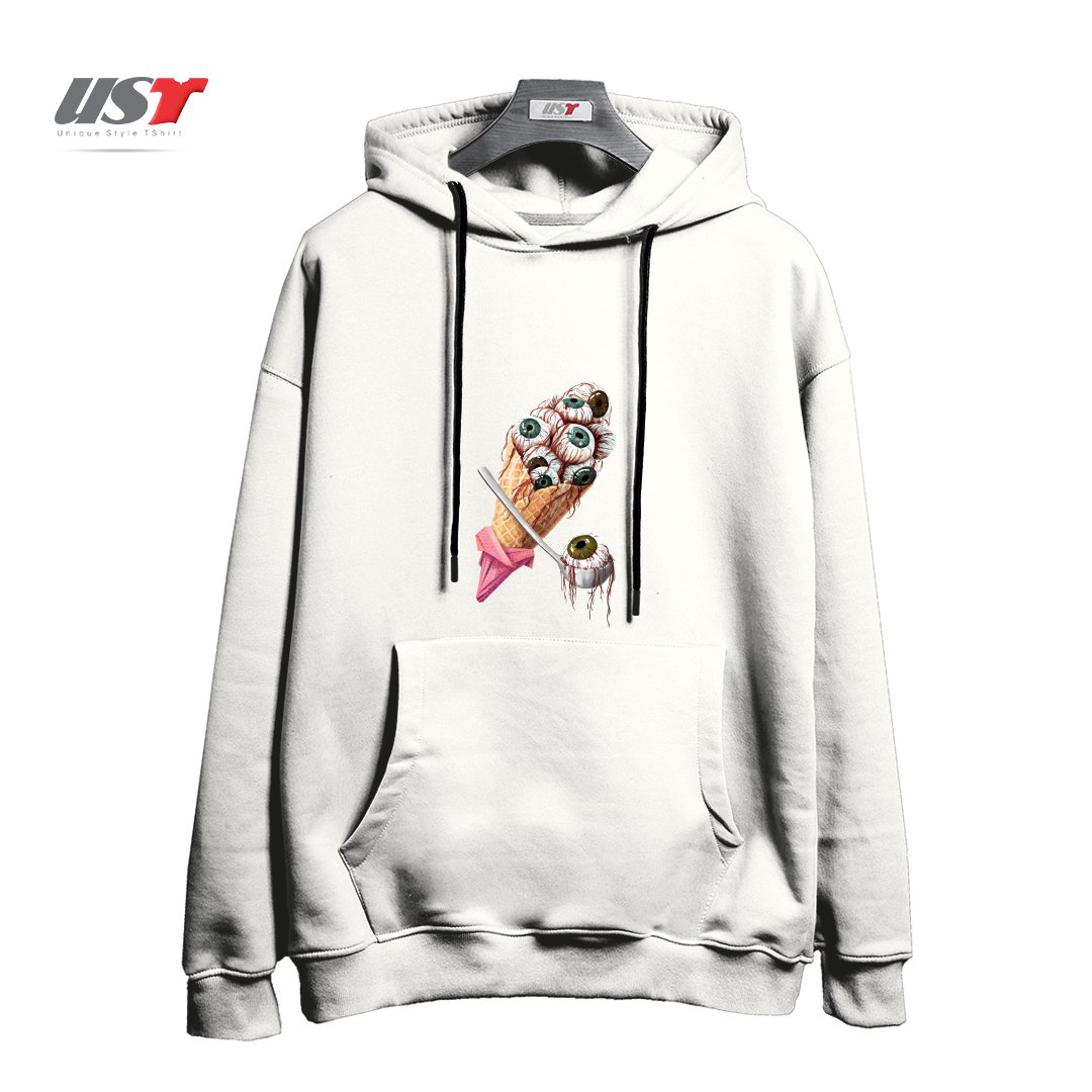 طرح EYESCREAM هودی اورسایزرنگ سفید