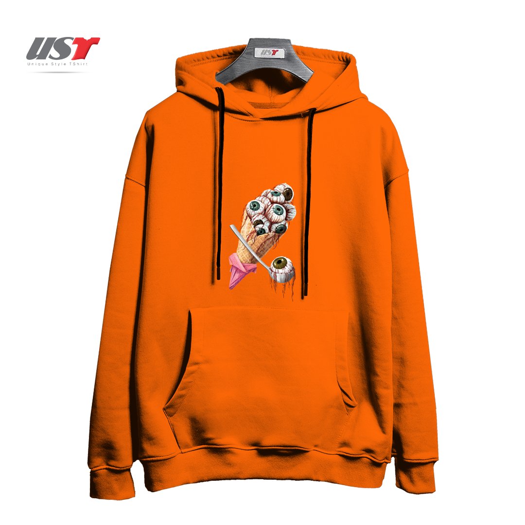 طرح EYESCREAM هودی اورسایزرنگ نارنجی