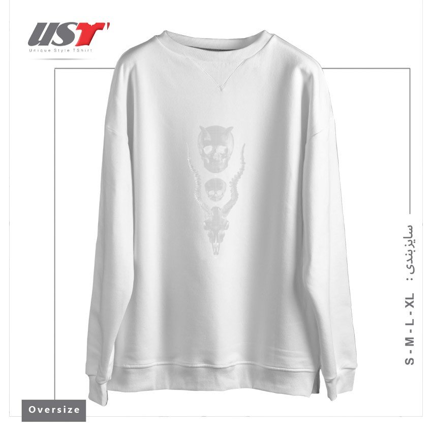 طرح FATHER, SON, HOLY GOAT (HALFTONE SCREEN) سوییشرت اورسایزرنگ سفید