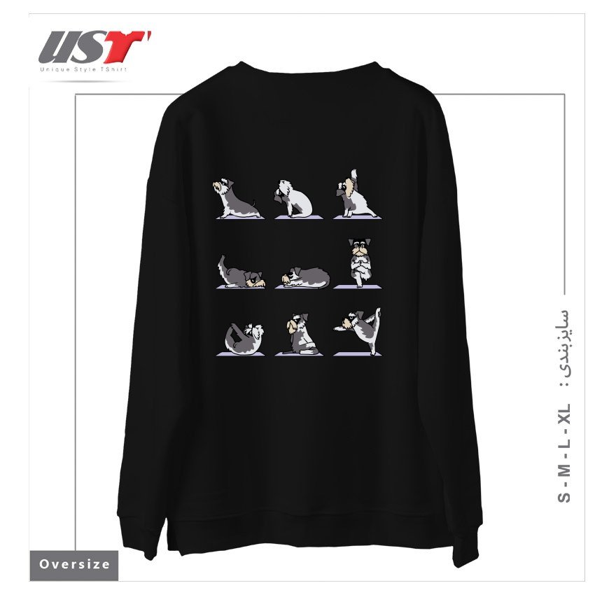 طرح MINIATURE SCHNAUZER YOGA سوییشرت اورسایزرنگ مشکی