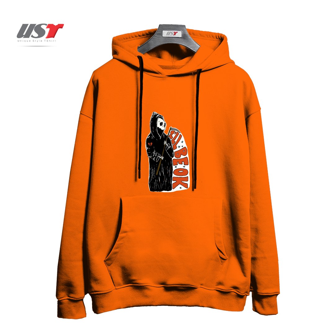 طرح GRIM REAPER HEARTBREAK هودی اورسایزرنگ نارنجی