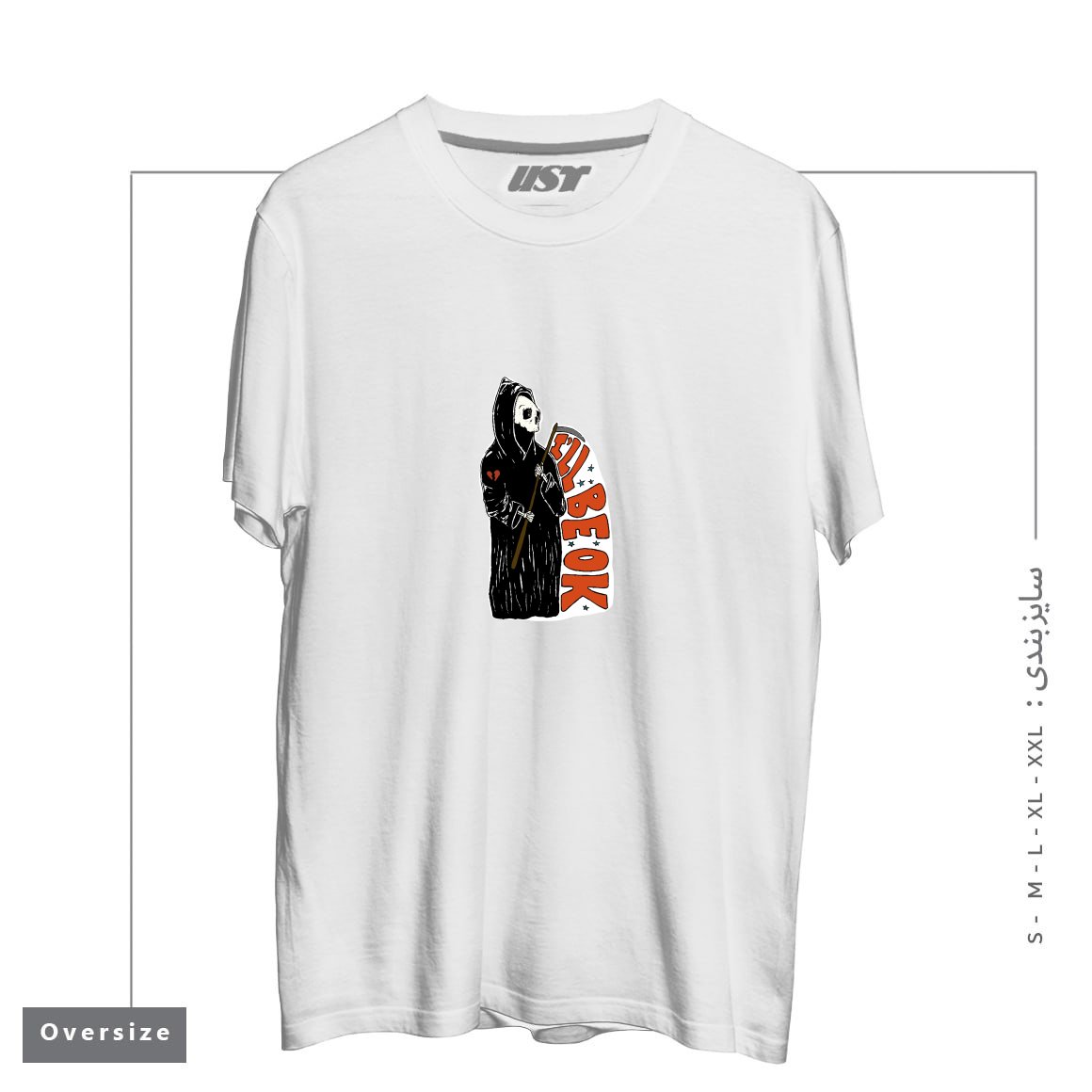 تیشرت اورسایز طرح GRIM REAPER HEARTBREAK
