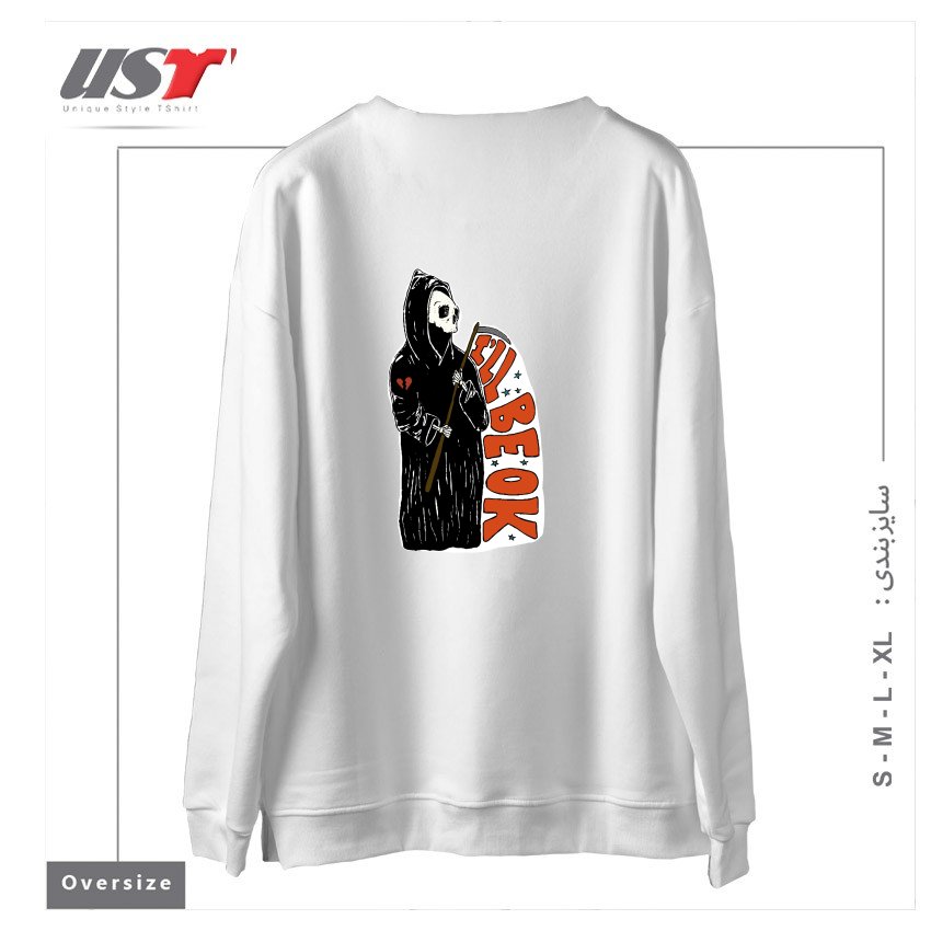طرح GRIM REAPER HEARTBREAK سوییشرت اورسایزرنگ سفید