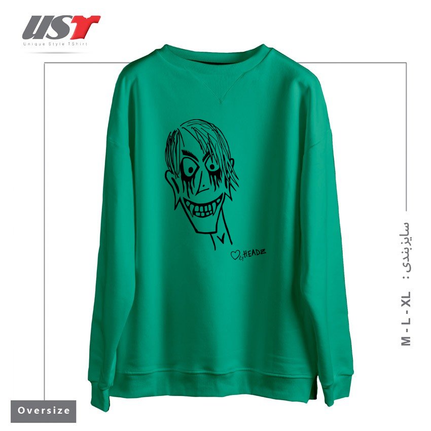 طرح HALLOWEEN DRAKE MAN سوییشرت اورسایزرنگ سبز سدری