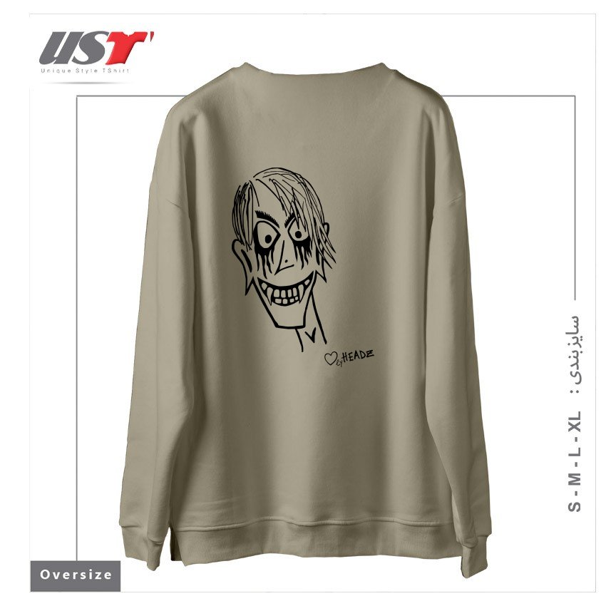 طرح HALLOWEEN DRAKE MAN سوییشرت اورسایزرنگ نخودی