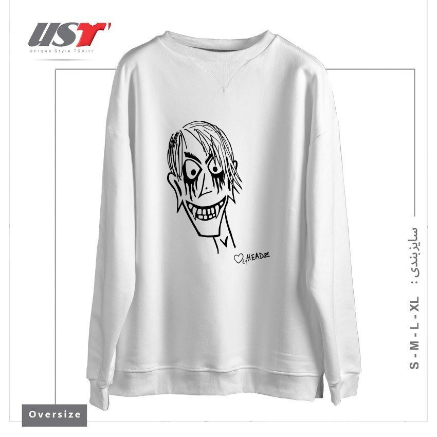 طرح HALLOWEEN DRAKE MAN سوییشرت اورسایزرنگ سفید