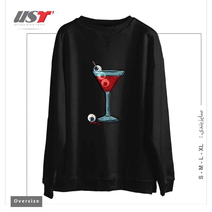 طرح HALLOWEEN MARTINI سوییشرت اورسایزرنگ مشکی