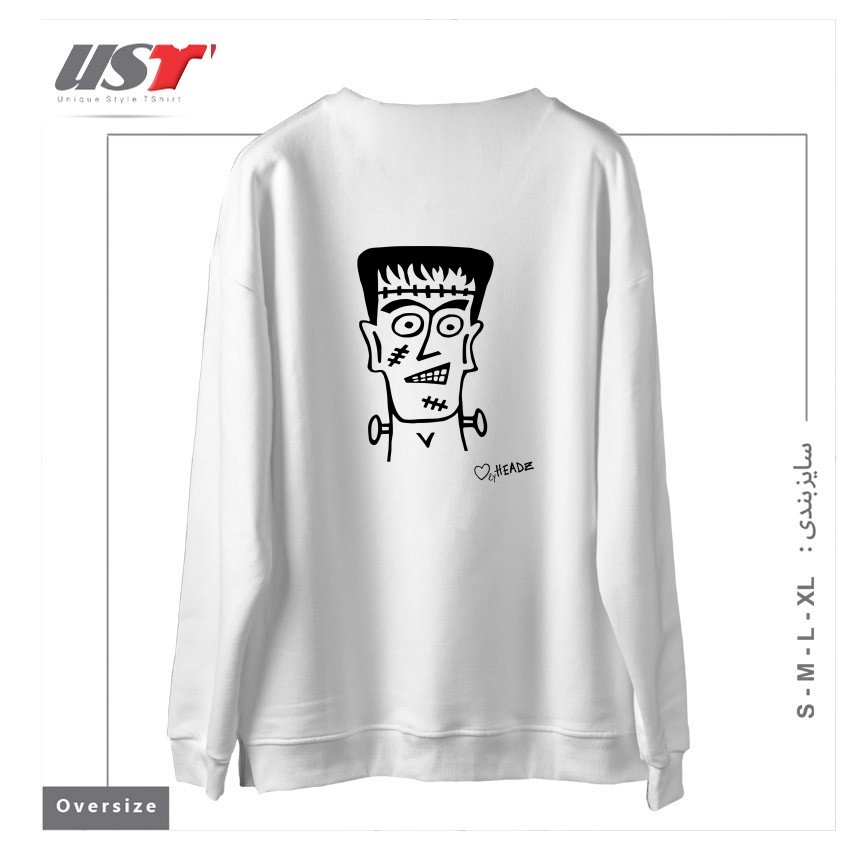 طرح HALLOWEEN MR FRANKIE سوییشرت اورسایزرنگ سفید