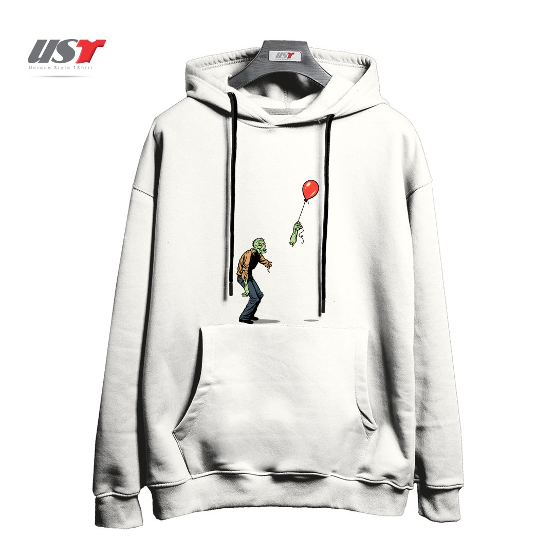 طرح HAPPINESS IS FLEETING هودی اورسایزرنگ سفید