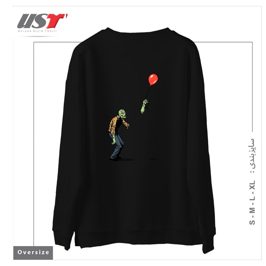 طرح HAPPINESS IS FLEETING سوییشرت اورسایزرنگ مشکی