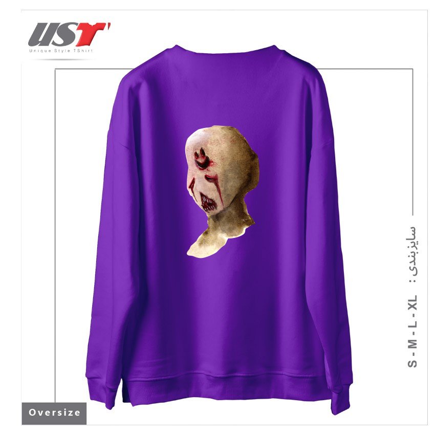 طرح HAPPY سوییشرت اورسایزرنگ بنفش