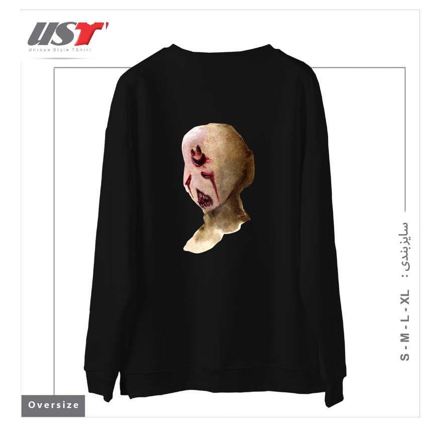 طرح HAPPY سوییشرت اورسایزرنگ مشکی