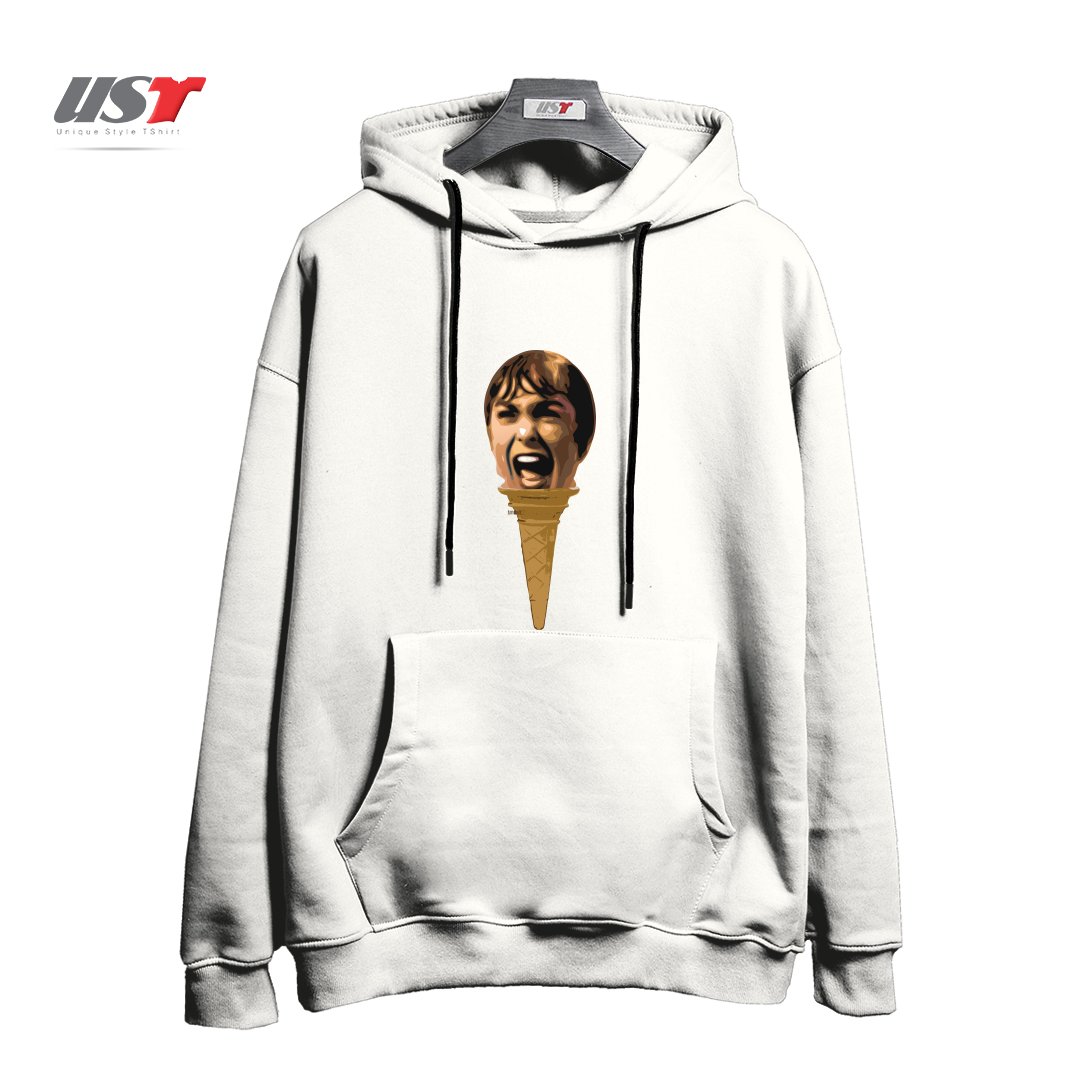 طرح I SCREAM ICE CREAM هودی اورسایزرنگ سفید