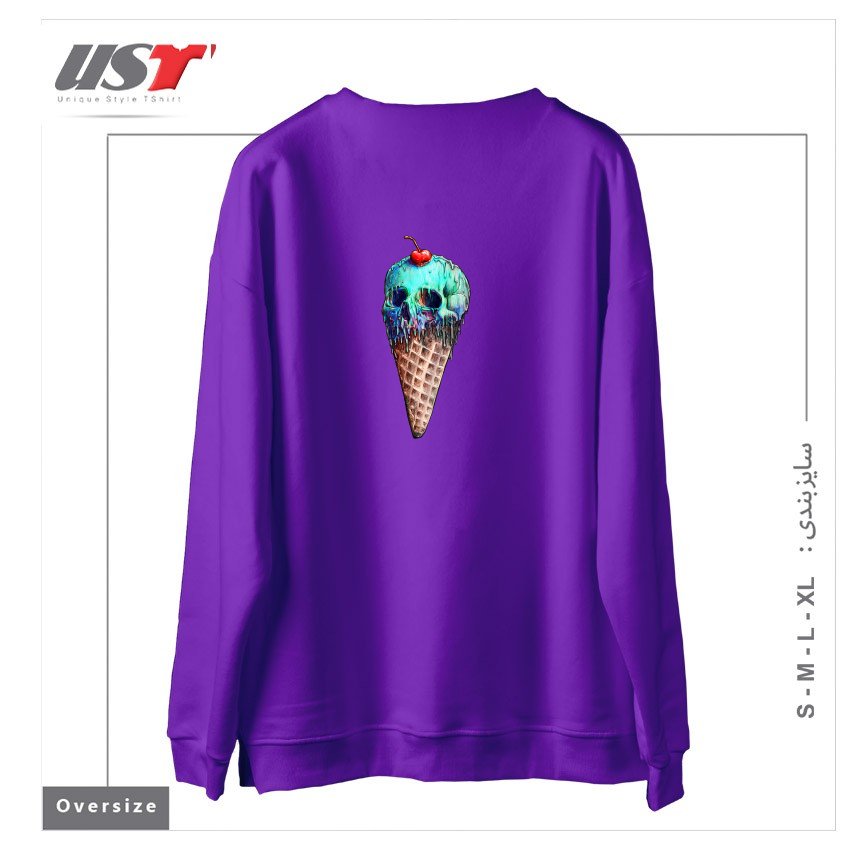 طرح ICE CREAM SKULL سوییشرت اورسایزرنگ بنفش