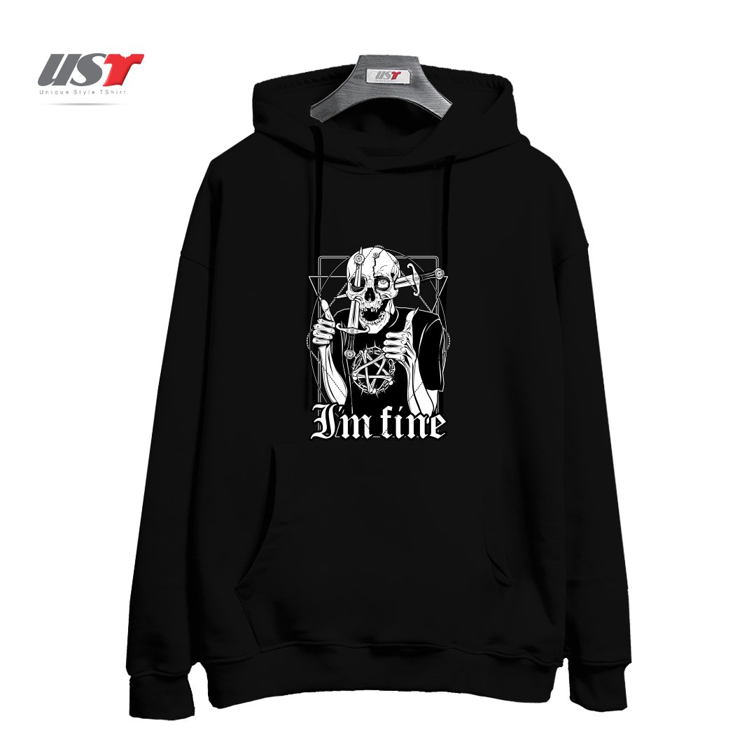 طرح I'M FINE هودی اورسایزرنگ مشکی
